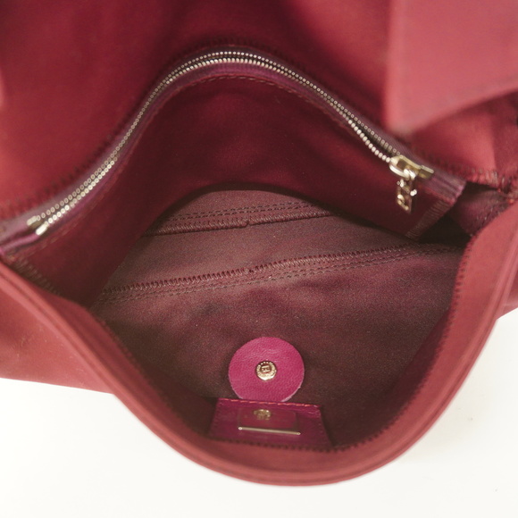 Auth Fendi Mamma Bucket Women's Cotton Handbag Bordeaux - Picture 4 of 13